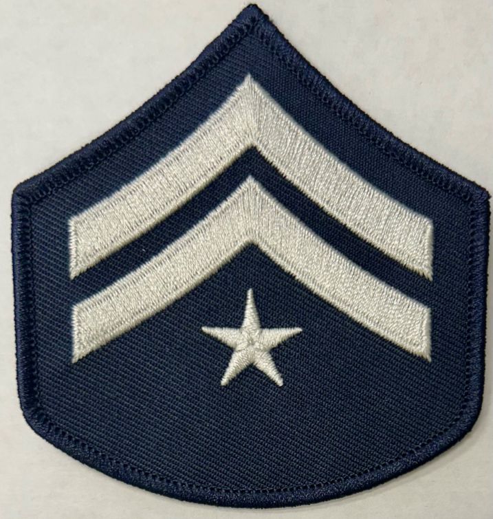 CORPORAL OVER 1 STAR CHEVRON - SILVER ON MIDNIGHT NAVY - SOLD in PAIRS.